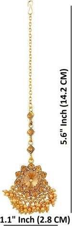 Efulgenz Indian Bollywood Traditional Crystal Pearl Wedding Choker Necklace Earrings Maang Tikka Jewelry Set - Image 6
